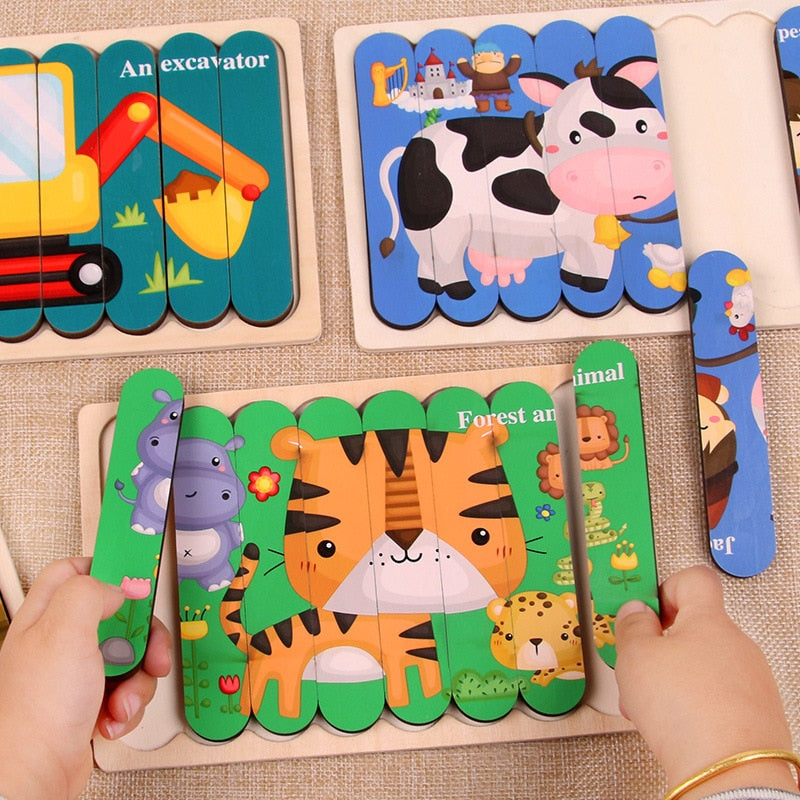 Early Educational Wooden Mini 3D Wooden Puzzle Toy for Kids