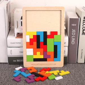 Colorful 3D Puzzle Wooden Tangram Tetris Game