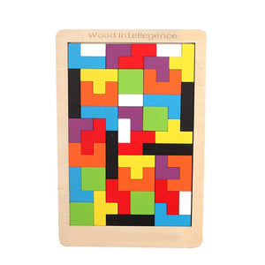 Colorful 3D Puzzle Wooden Tangram Tetris Game