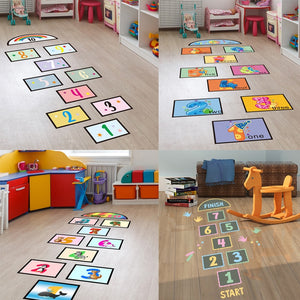 Cartoon Digital Grid Children's Game Floor Sticker