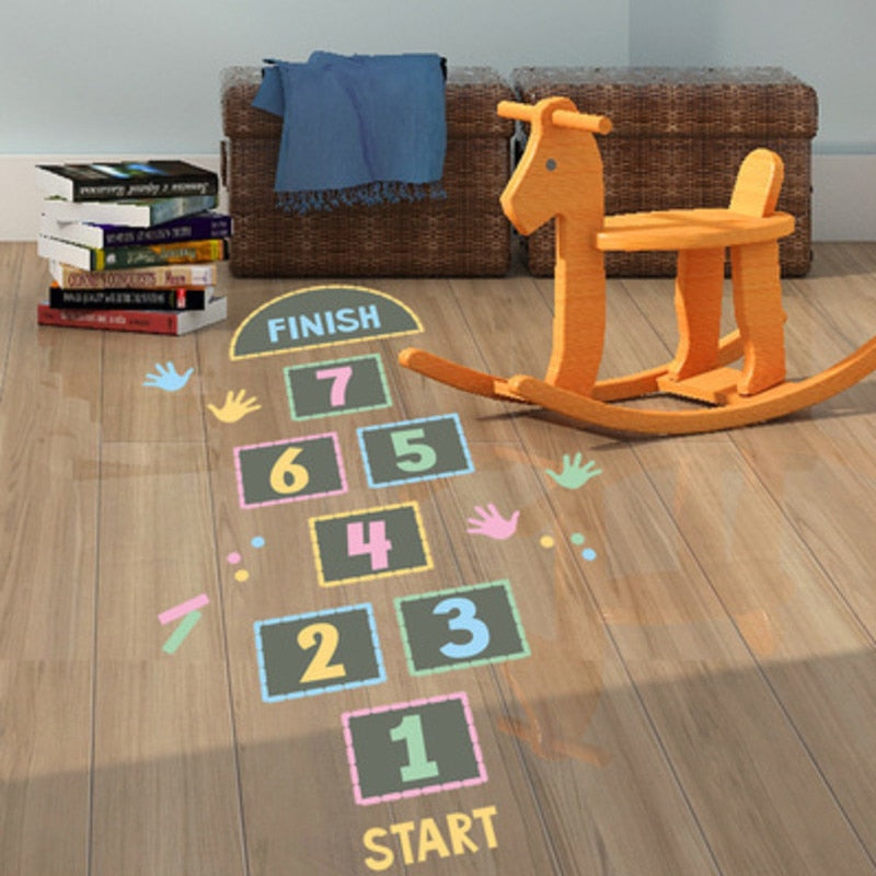 Cartoon Digital Grid Children's Game Floor Sticker