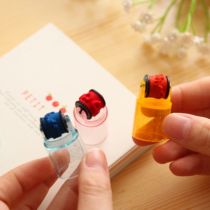 Plastic Mini Ink Stamp Roller Diary Seal Toy